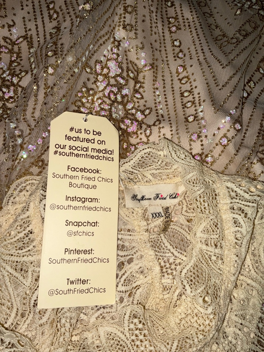 Southern Fried Chics, NWT, XXXL Gold Boutique Dress - Picture 7 of 12